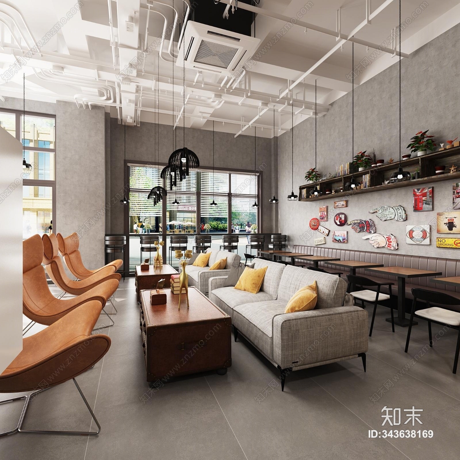 工业风茶餐厅3D模型下载【ID:343638169】