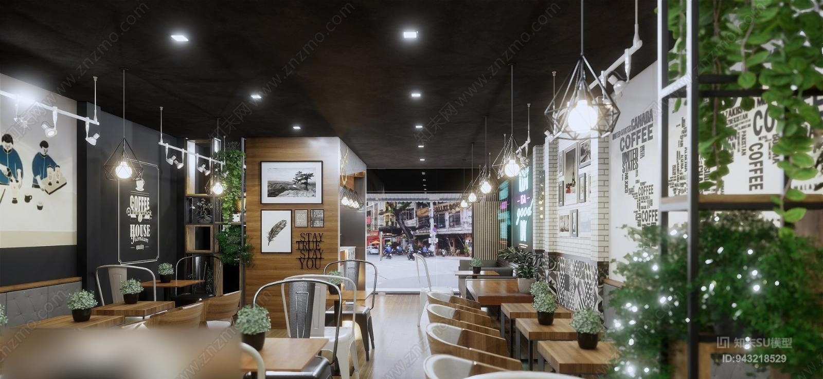 现代餐饮餐厅SU模型下载【ID:943218529】