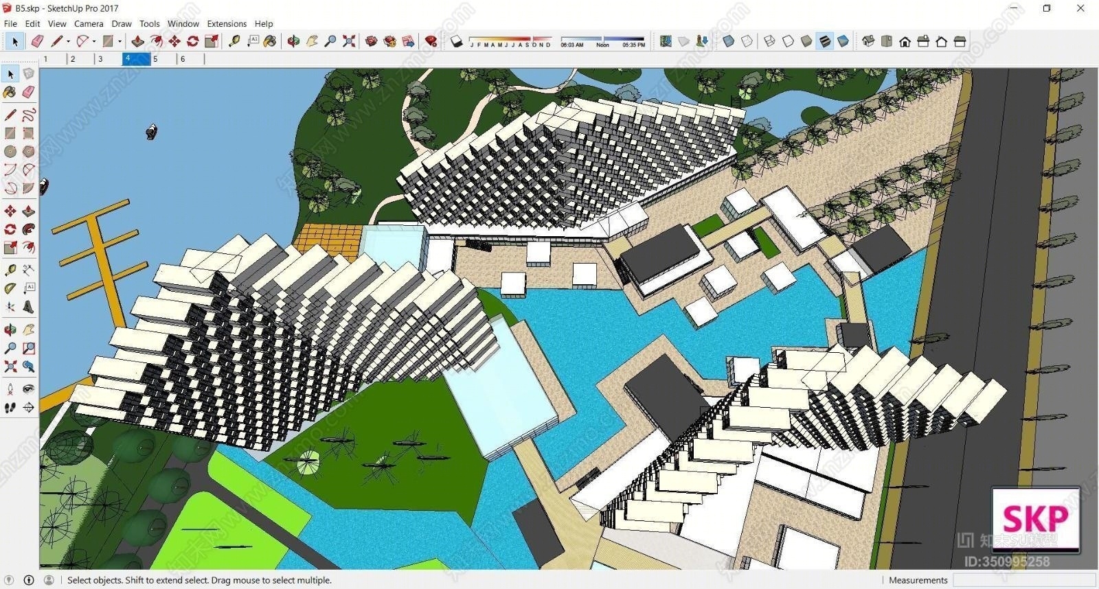 现代风格简模规划SU模型下载【ID:350995258】