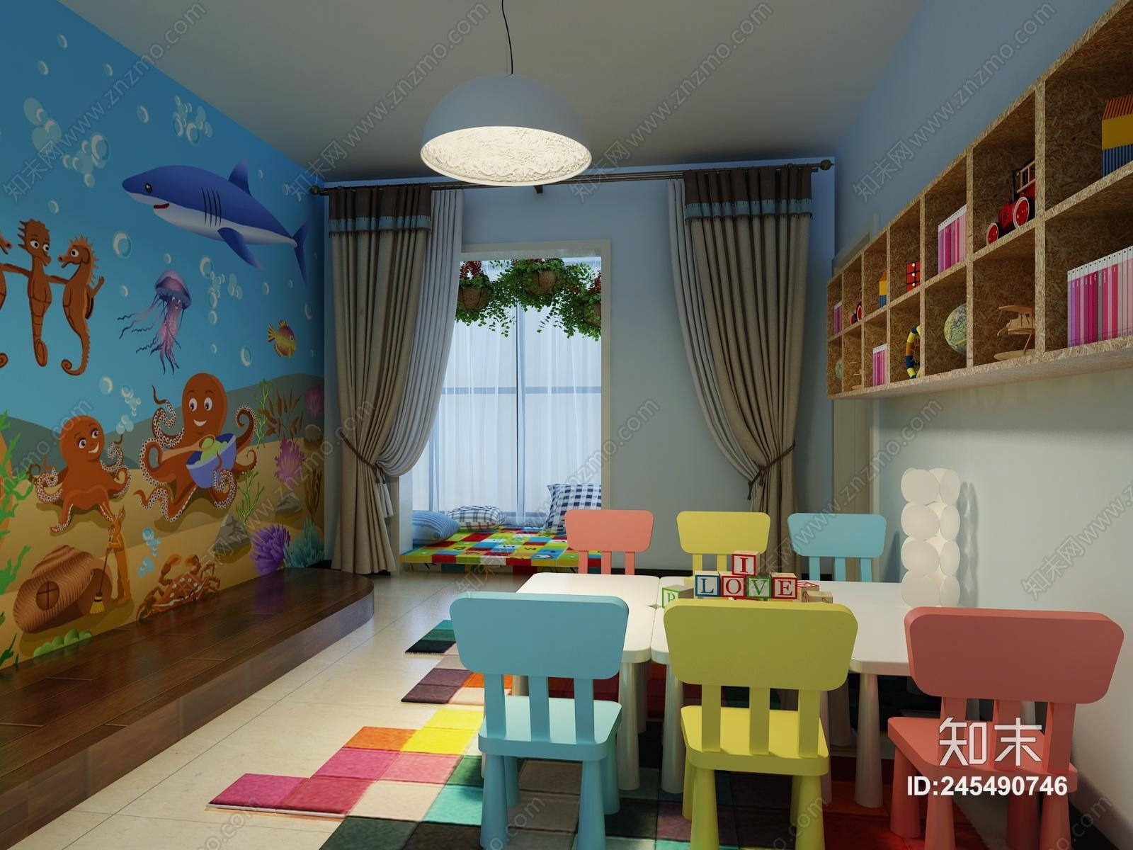 现代儿童书吧3D模型下载【ID:245490746】
