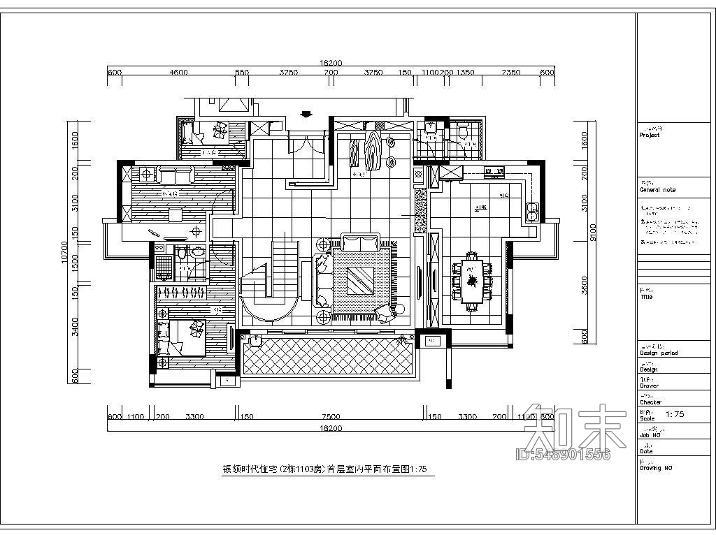 家装住宅室内装修CAD施工图cad施工图下载【ID:548901556】