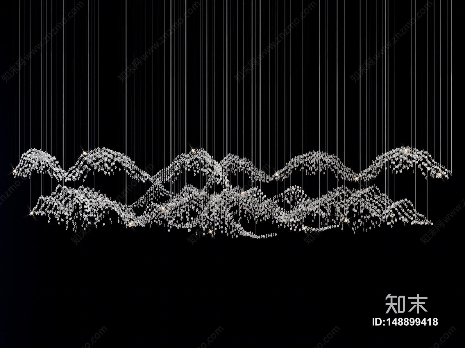 新中式水晶吊灯3D模型下载【ID:148899418】