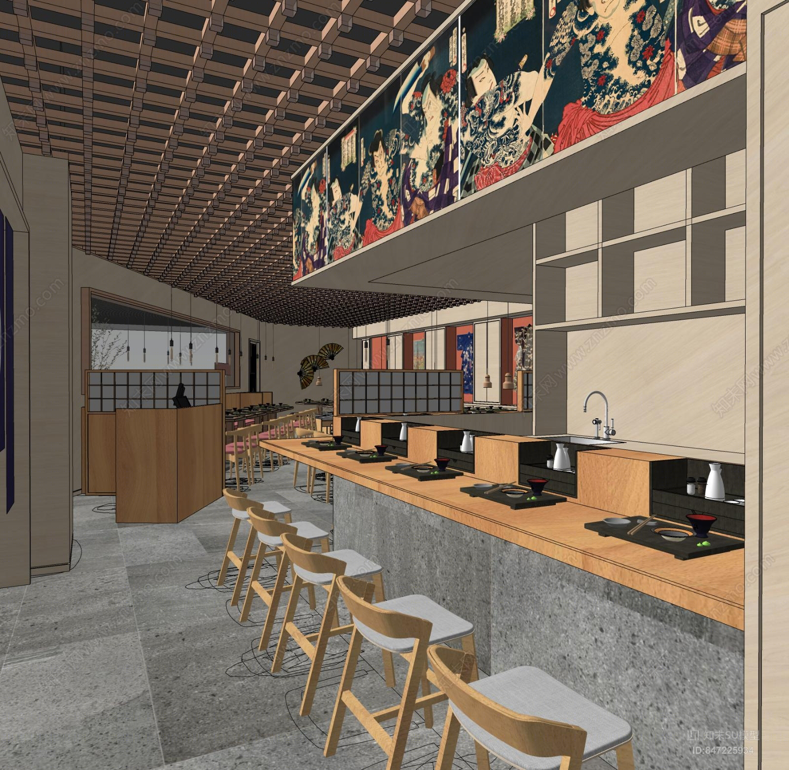 日式酒屋SU模型下载【ID:847225934】
