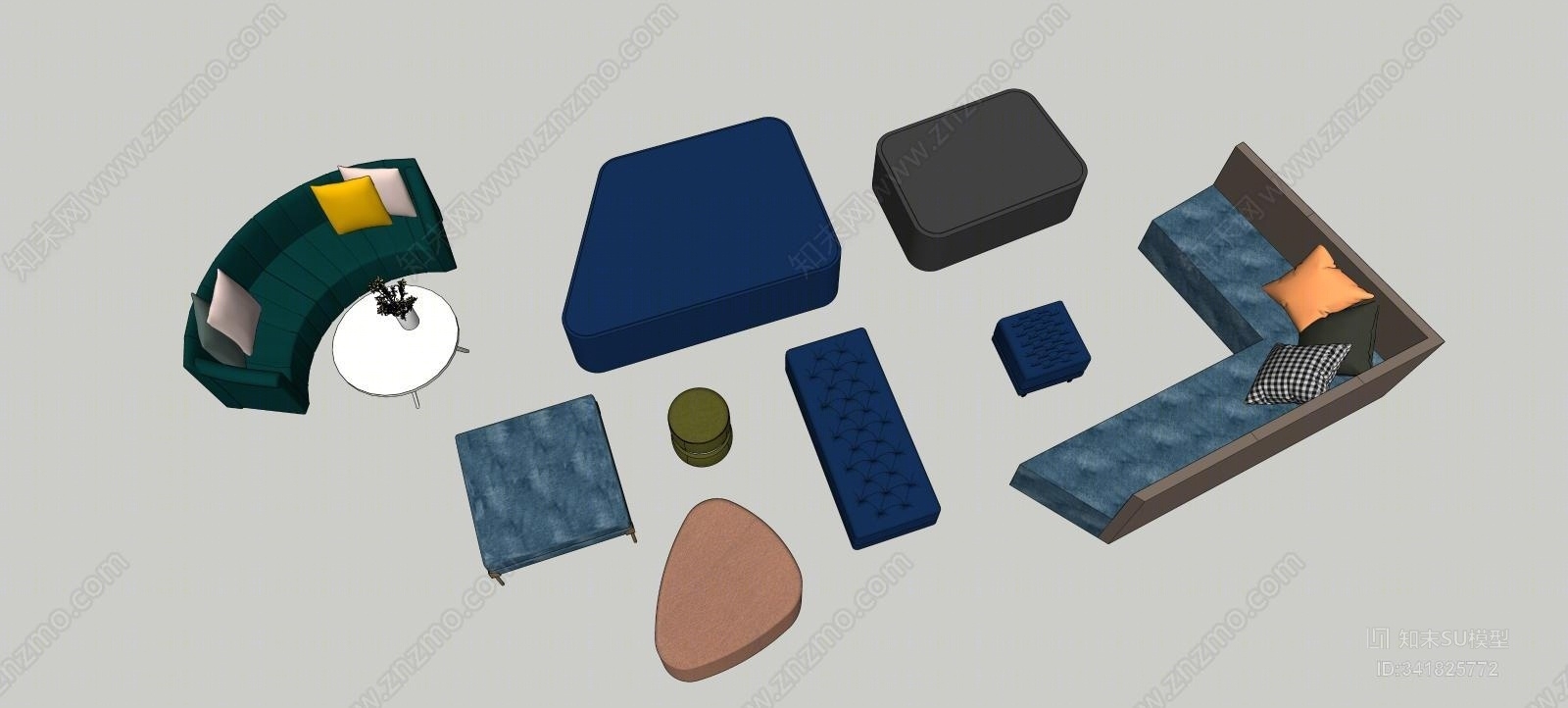 精品店休闲区沙发SU模型下载【ID:341825772】
