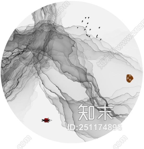 新中式屏风禅意画贴图下载【ID:251174898】