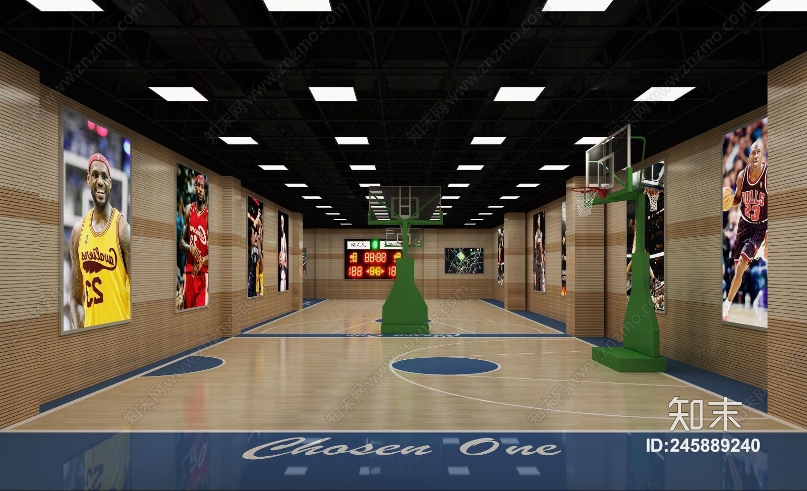 现代室内篮球场3D模型下载【ID:245889240】