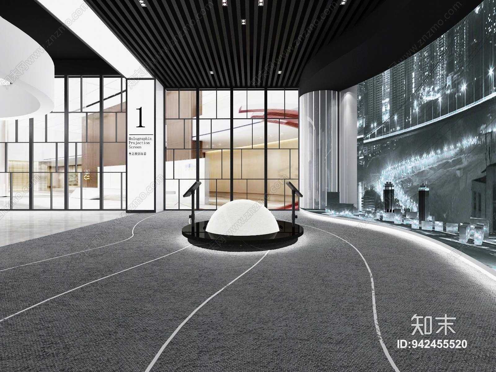现代科技全息投影展厅3D模型下载【ID:942455520】