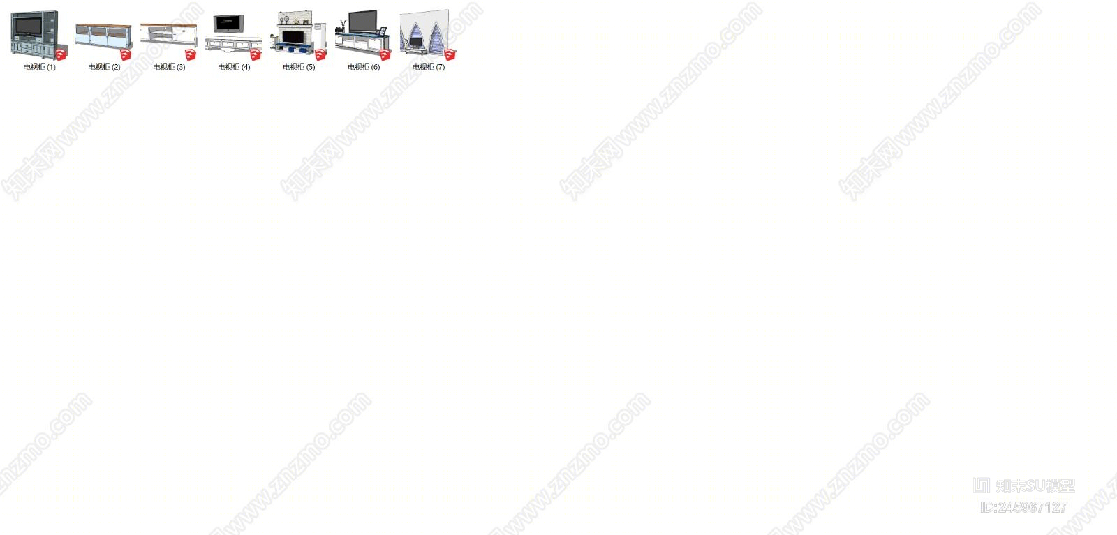 地中海风格电视机柜组合SU模型下载【ID:245967127】