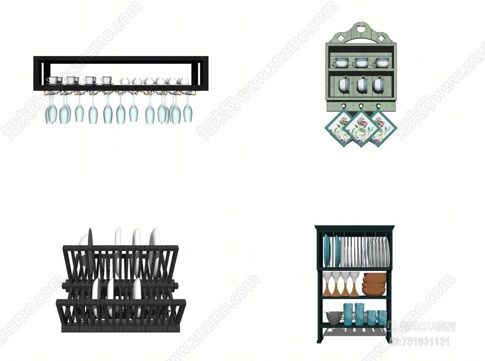 现代风格餐具SU模型下载【ID:751831131】
