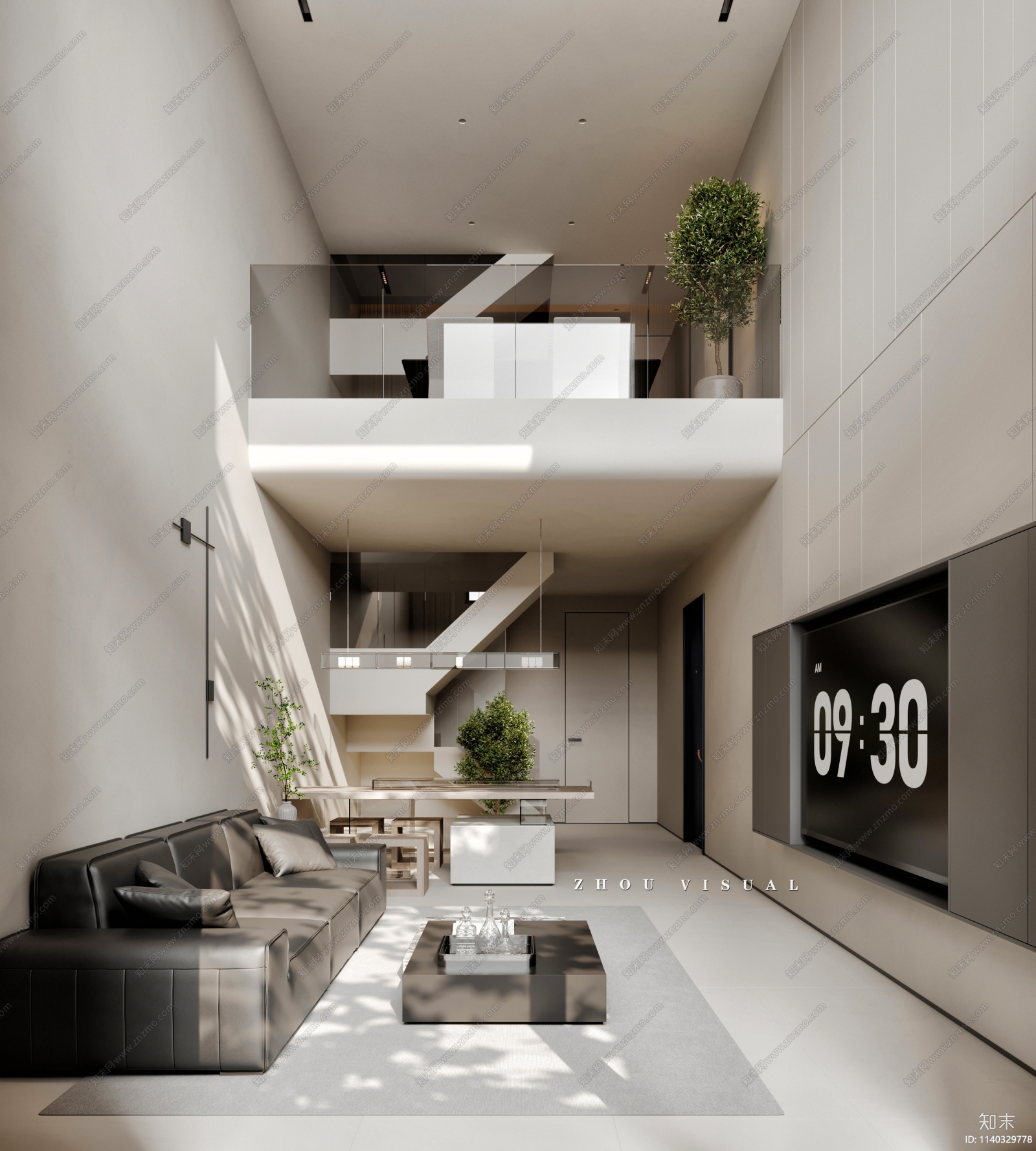 现代复式公寓设计3D模型下载【ID:1140329778】_【知末效果图】