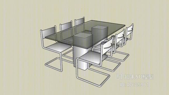 餐桌椅组合SU模型下载【ID:47689901】