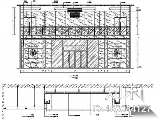 某高速公路服务区综合楼大堂装修施工图（含效果）cad施工图下载【ID:166044127】