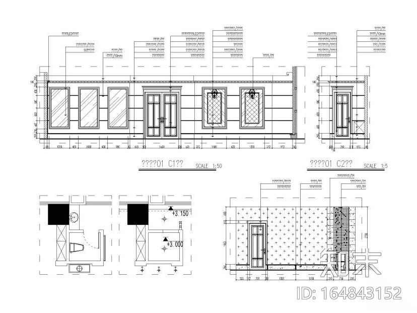 [重庆]1300㎡西餐厅装饰工程施工图设计（附效果图）cad施工图下载【ID:164843152】