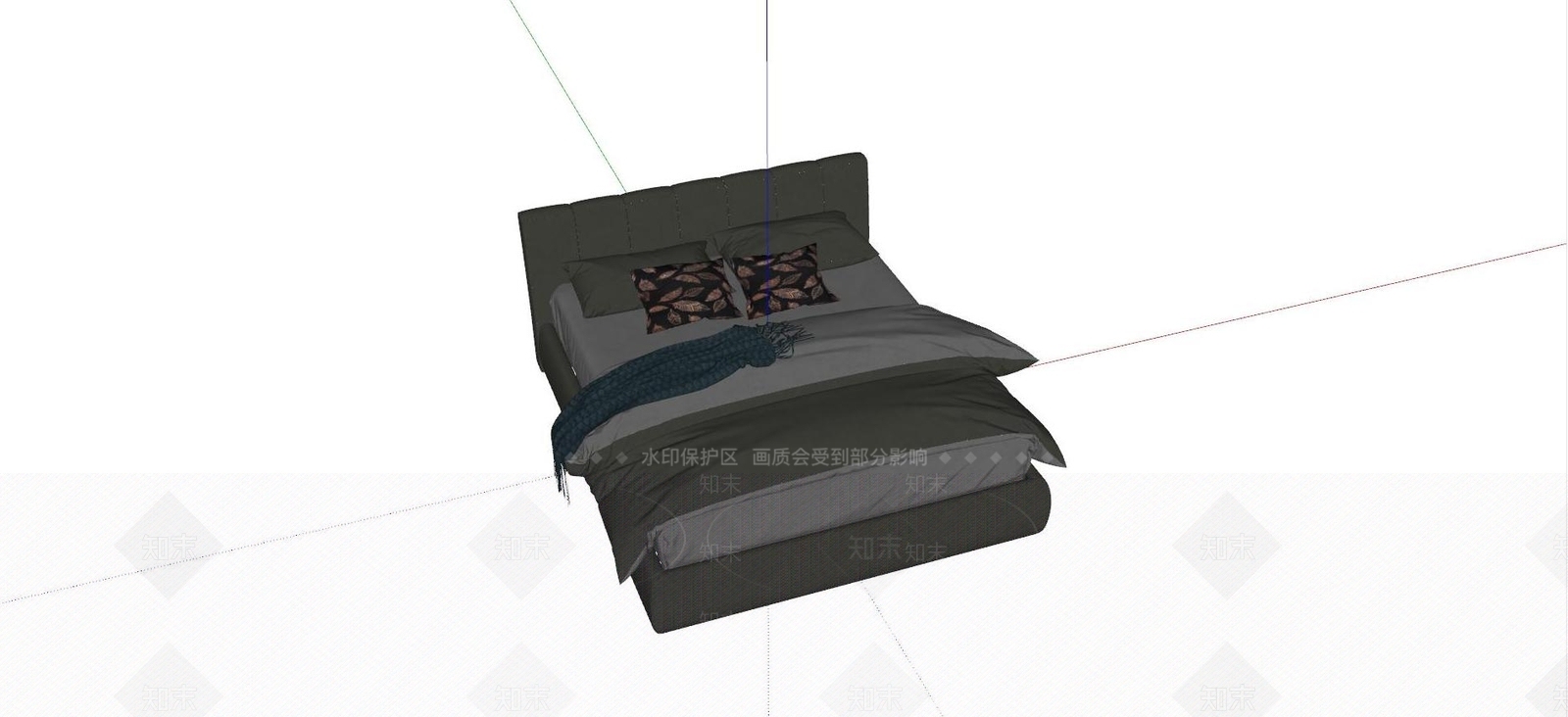 现代布艺双人床SU模型下载【ID:1126881839】