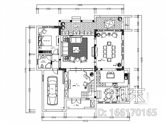 [富阳]简约美式两层联排别墅样板间CAD装修施工图（含高...cad施工图下载【ID:166170165】