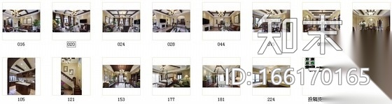 [富阳]简约美式两层联排别墅样板间CAD装修施工图（含高...施工图下载【ID:166170165】