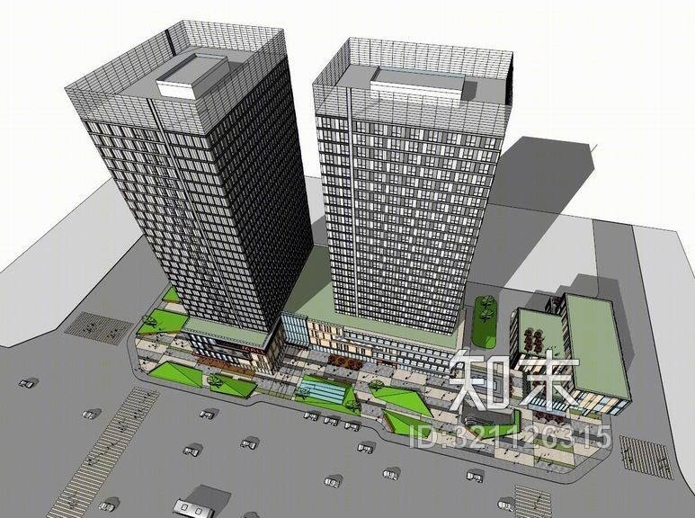 现代办公楼+现代公寓+现代商业综合体SU模型下载【ID:321126315】