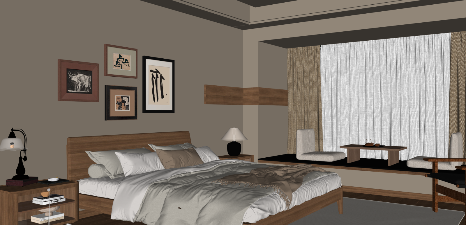 现代家居卧室SU模型下载【ID:1215947941】