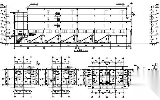 江苏省某六层底商办公楼建筑施工图cad施工图下载【ID:151432128】