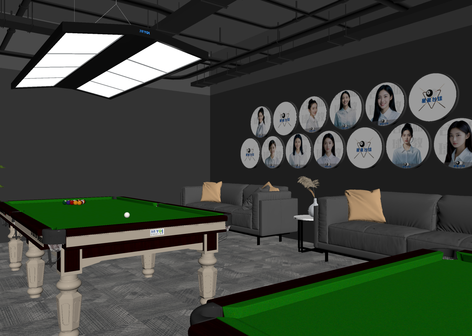 现代台球室3D模型下载【ID:1214936637】