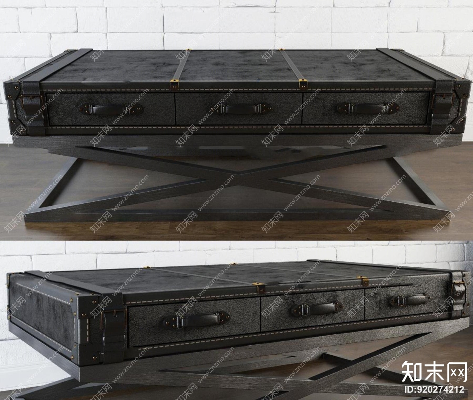 工业风皮箱装饰柜3D模型下载【ID:920274212】