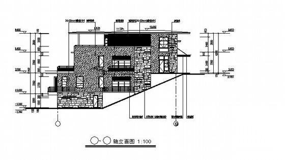 某三层坡地别墅建筑施工图cad施工图下载【ID:149894148】