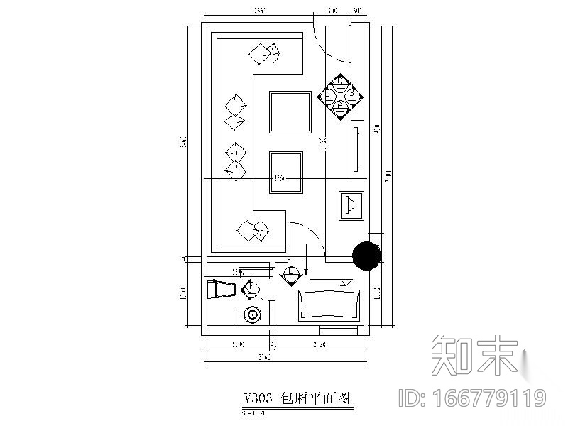 酒吧包间装修图cad施工图下载【ID:166779119】