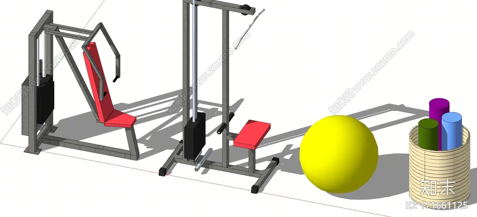 现代健身房健身器材SU模型下载【ID:171661125】