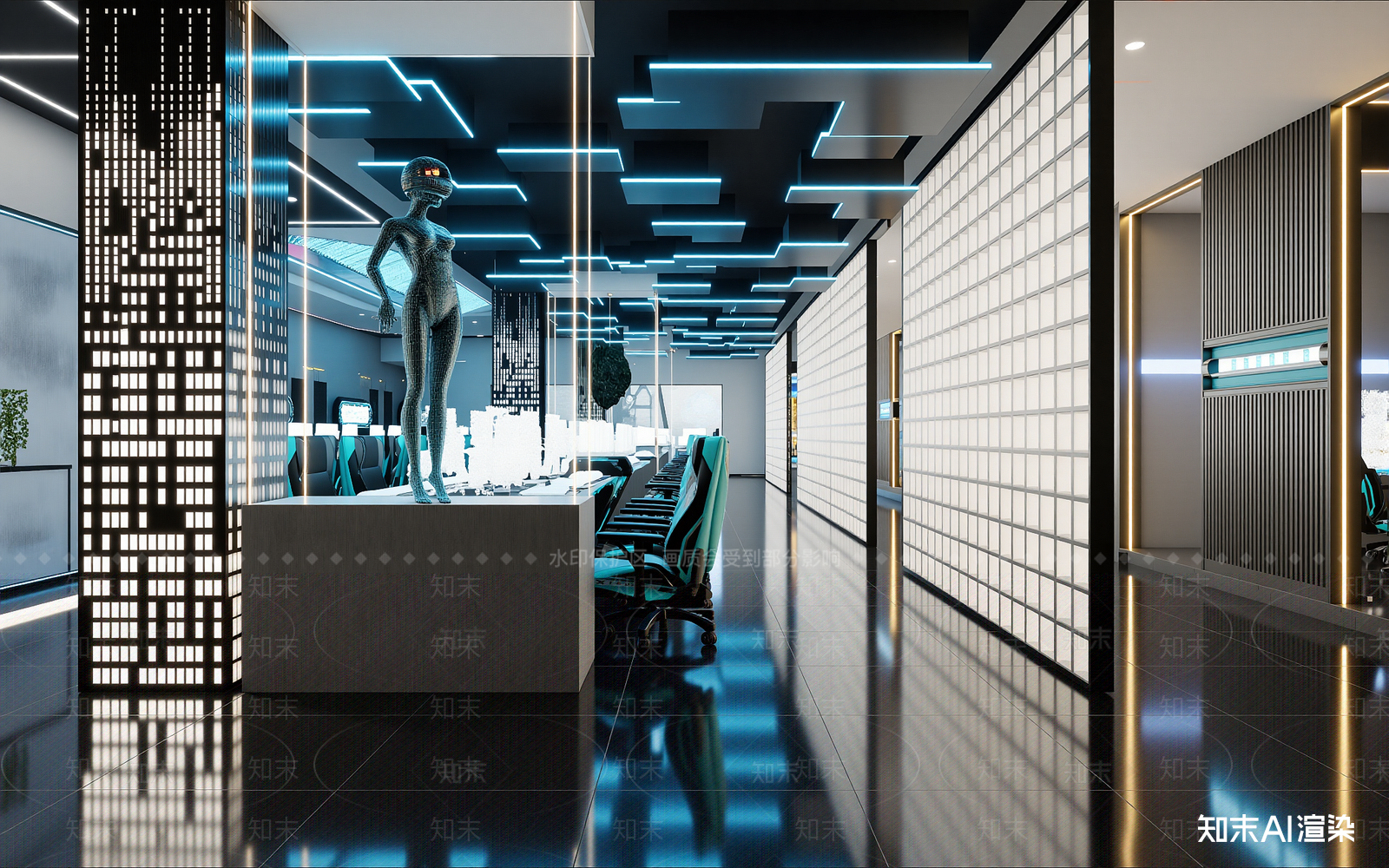 现代办公大厅3D模型下载【ID:1214261167】