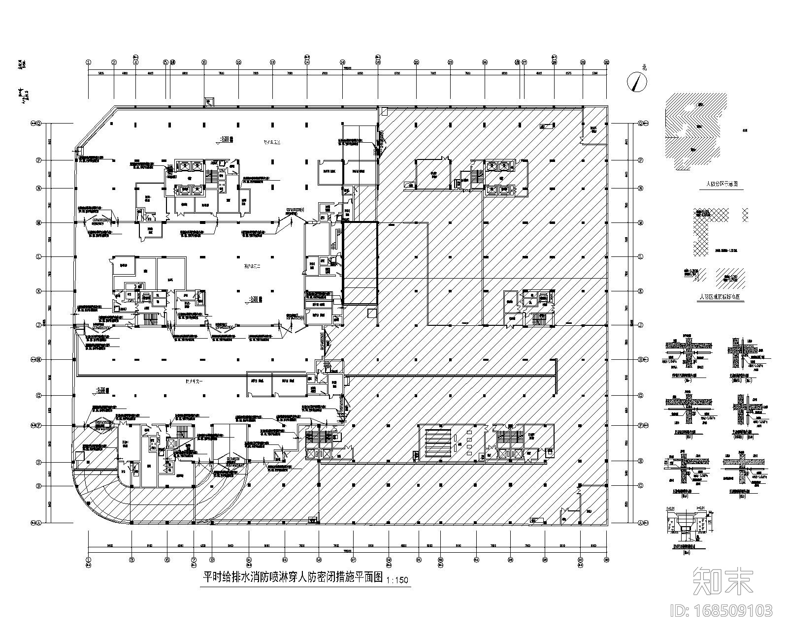 上海市华漕镇地下车库民防工程给排水施工图cad施工图下载【ID:168509103】