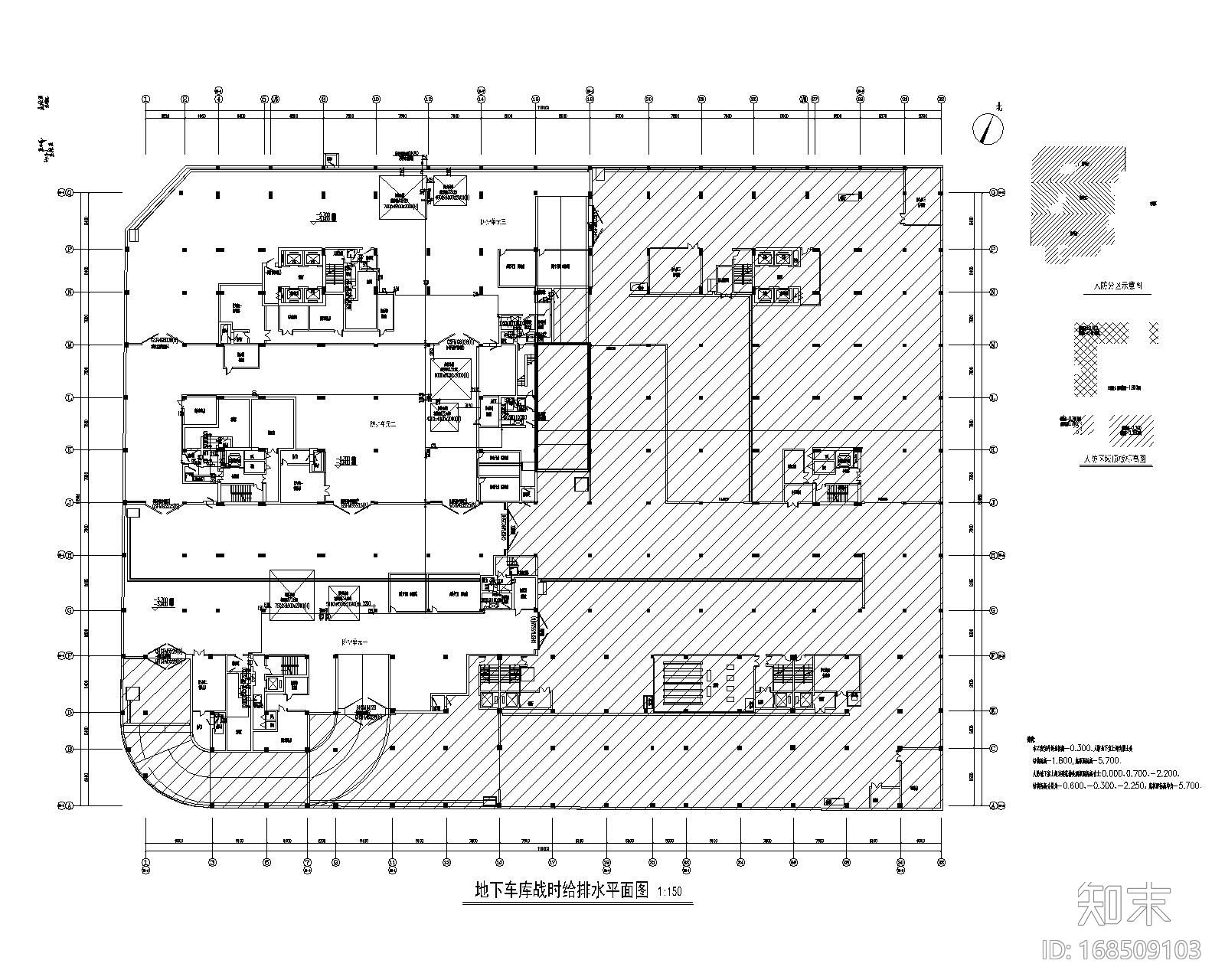 上海市华漕镇地下车库民防工程给排水施工图cad施工图下载【ID:168509103】