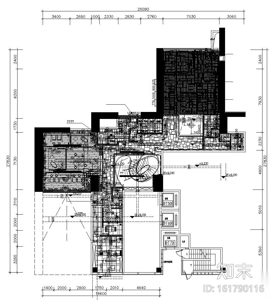 某大型红酒会所施工图设计（附效果图）cad施工图下载【ID:161790116】