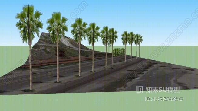 高路棕榈树SU模型下载【ID:135554686】