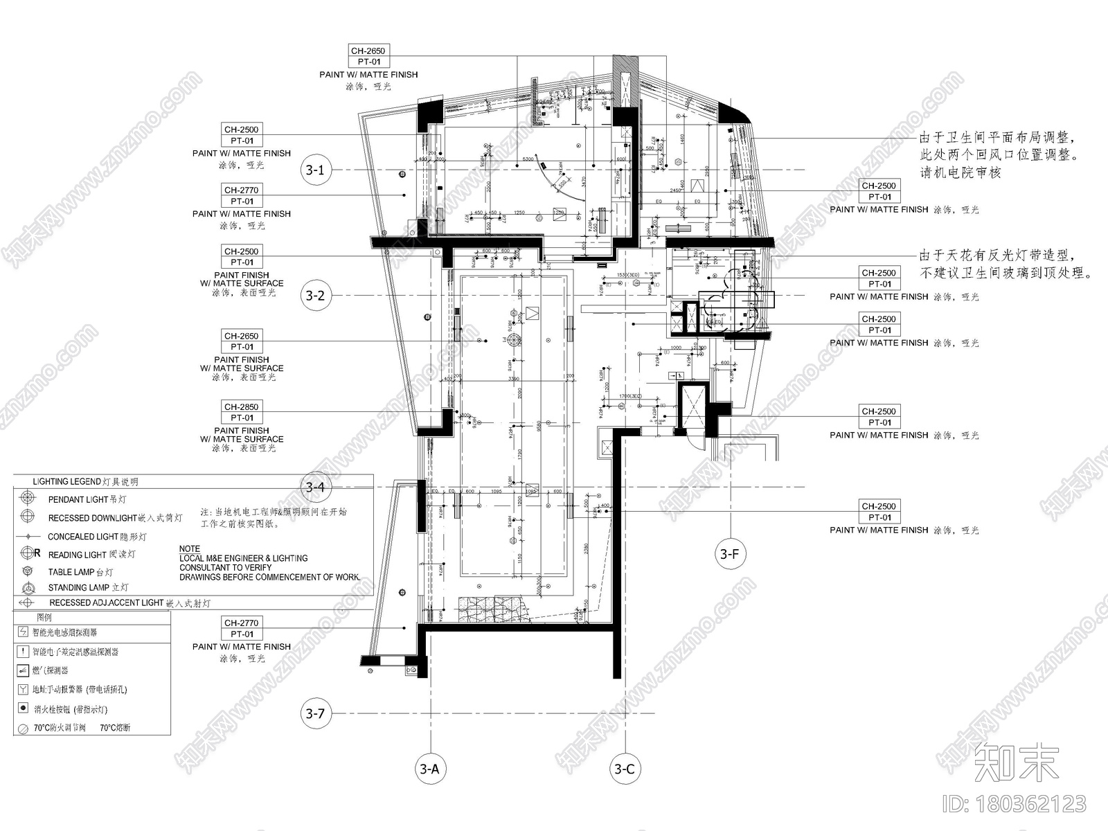 [三亚]山海天182㎡现代三居公寓设计施工图cad施工图下载【ID:180362123】