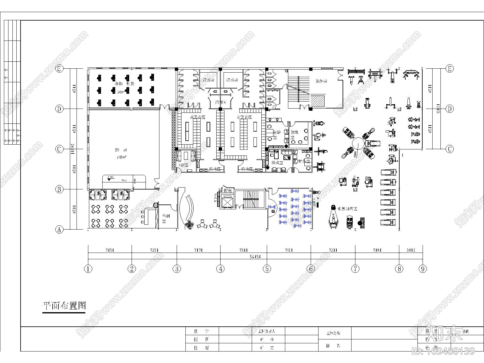 健身房全套CAD施工图施工图下载【ID:169480139】