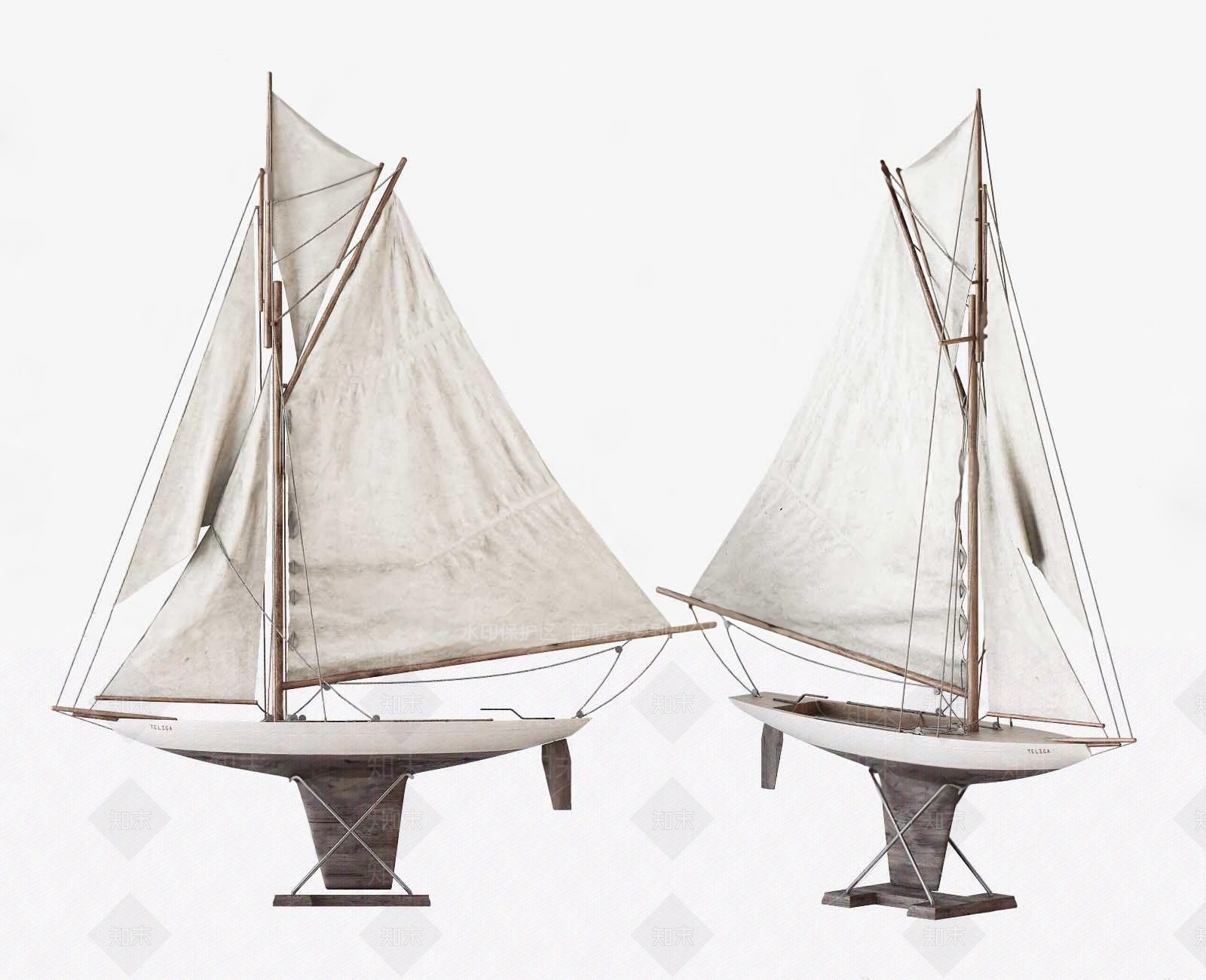 现代帆船饰品摆件3D模型下载【ID:190639476】