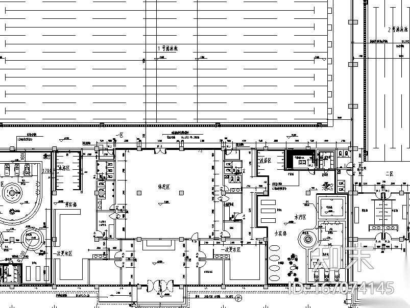 一号游泳池水处理系统工程施工图（CAD）cad施工图下载【ID:167074145】