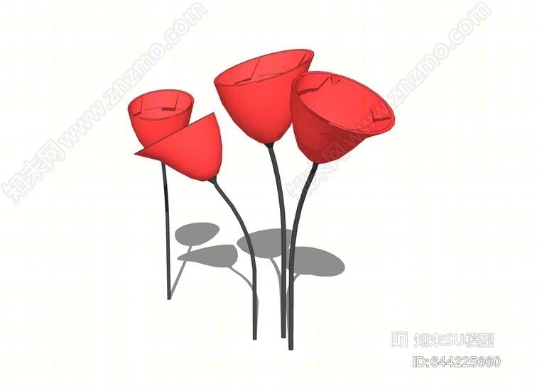花朵雕塑SU模型下载【ID:644225660】