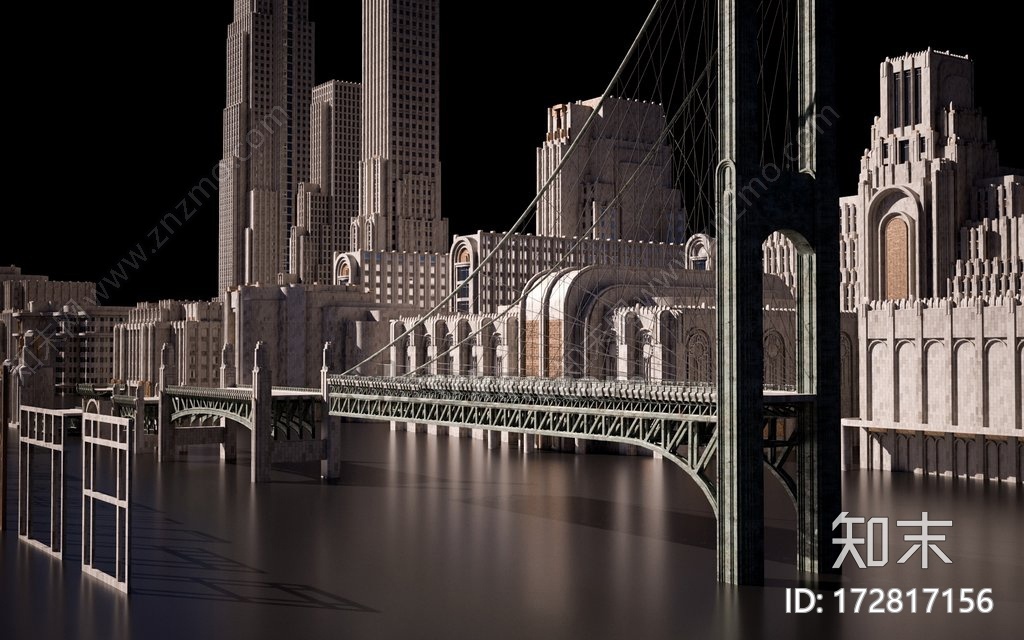 欧式复古大桥CG模型下载【ID:172800193】