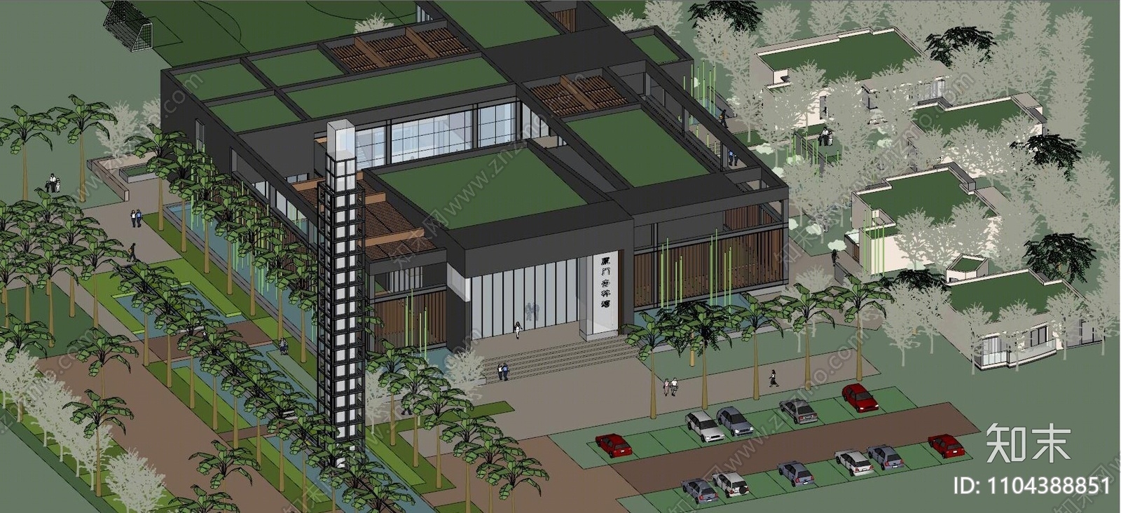 新中式小区建筑SU模型下载【ID:1104388851】