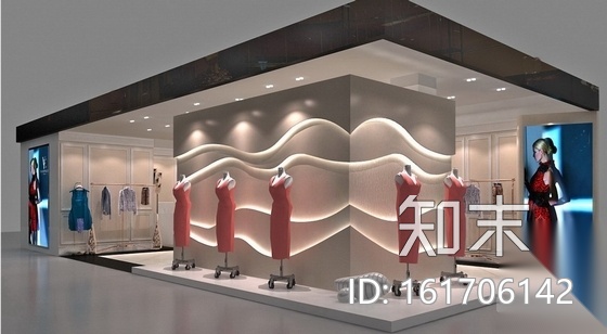 [新疆]品牌服装店装修设计施工图（含3D效果模型）cad施工图下载【ID:161706142】