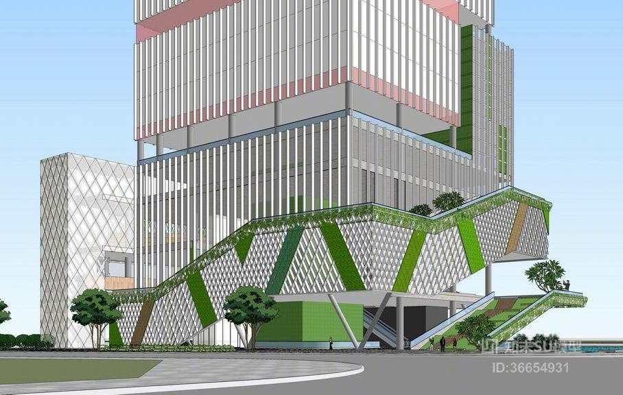 现代风格办公楼SU模型下载【ID:36654931】