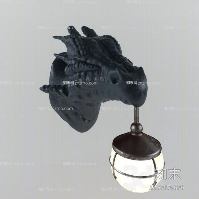 现代黑色铁艺壁灯3D模型下载【ID:50370696】