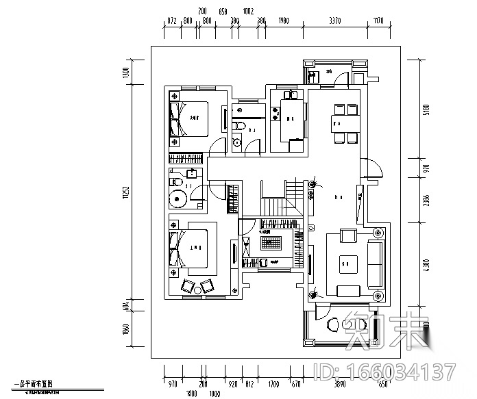 [山东]新中式风格别墅设计施工图（附效果图）cad施工图下载【ID:166034137】