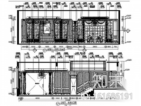 [成都]新古典宫廷式奢华贵族别墅样板间施工图（含高清...cad施工图下载【ID:161686191】