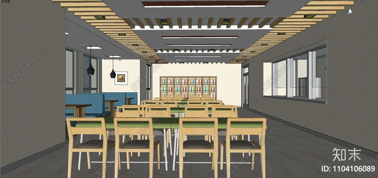 现代员工餐厅SU模型下载【ID:1104106089】