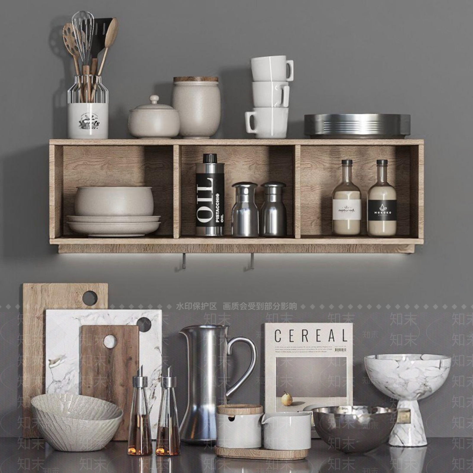 厨房用品组合3D模型下载【ID:1121224810】