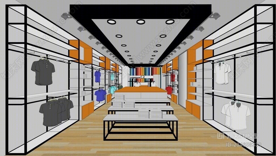 现代服装店室内设计SU模型下载【ID:234658339】