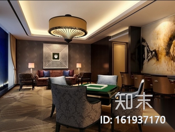 [西安]高档典雅五星级酒店康娱中心装修施工图（含效果）cad施工图下载【ID:161937170】