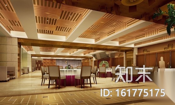 [深圳]某国际四星级商务酒店餐厅施工图（含效果）cad施工图下载【ID:161775175】